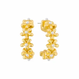 Flower Huggie Hoops
