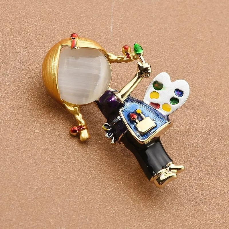 Fun Creative Art Teacher Enamel Brooch Pin