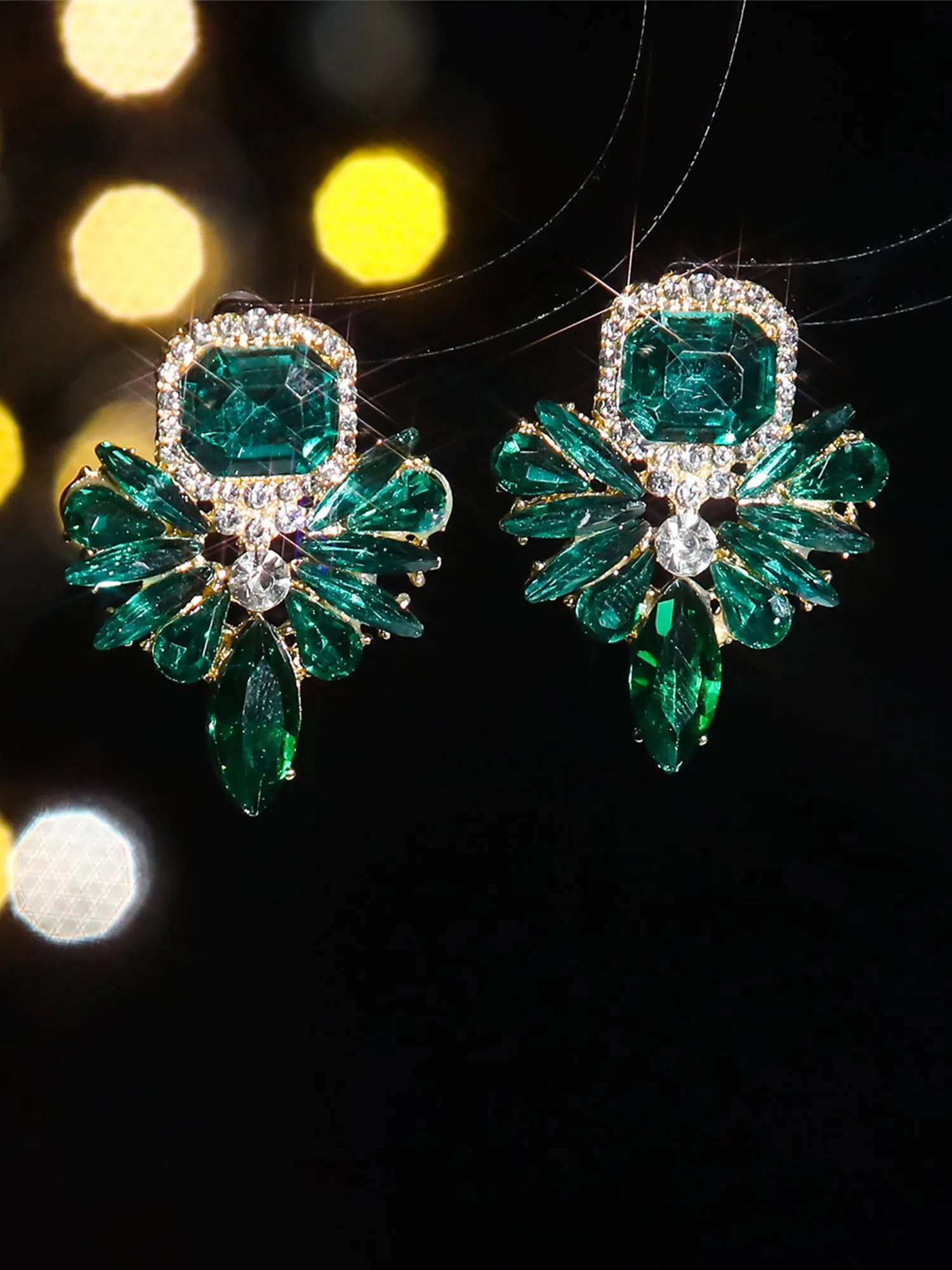 Geometric Colorful Glass Rhinestone Stud Earrings