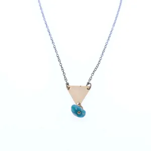 Gold Geometric Triangle Charm Necklace with Turquoise
