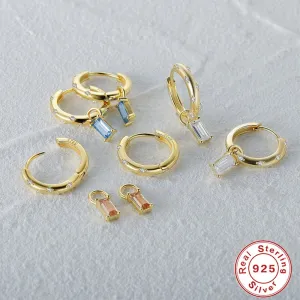 Gold Hoops with Diamonds and Colorful Charms