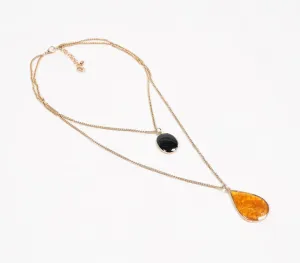 Gold-Toned Iron & Resin Layered Pendant Necklace