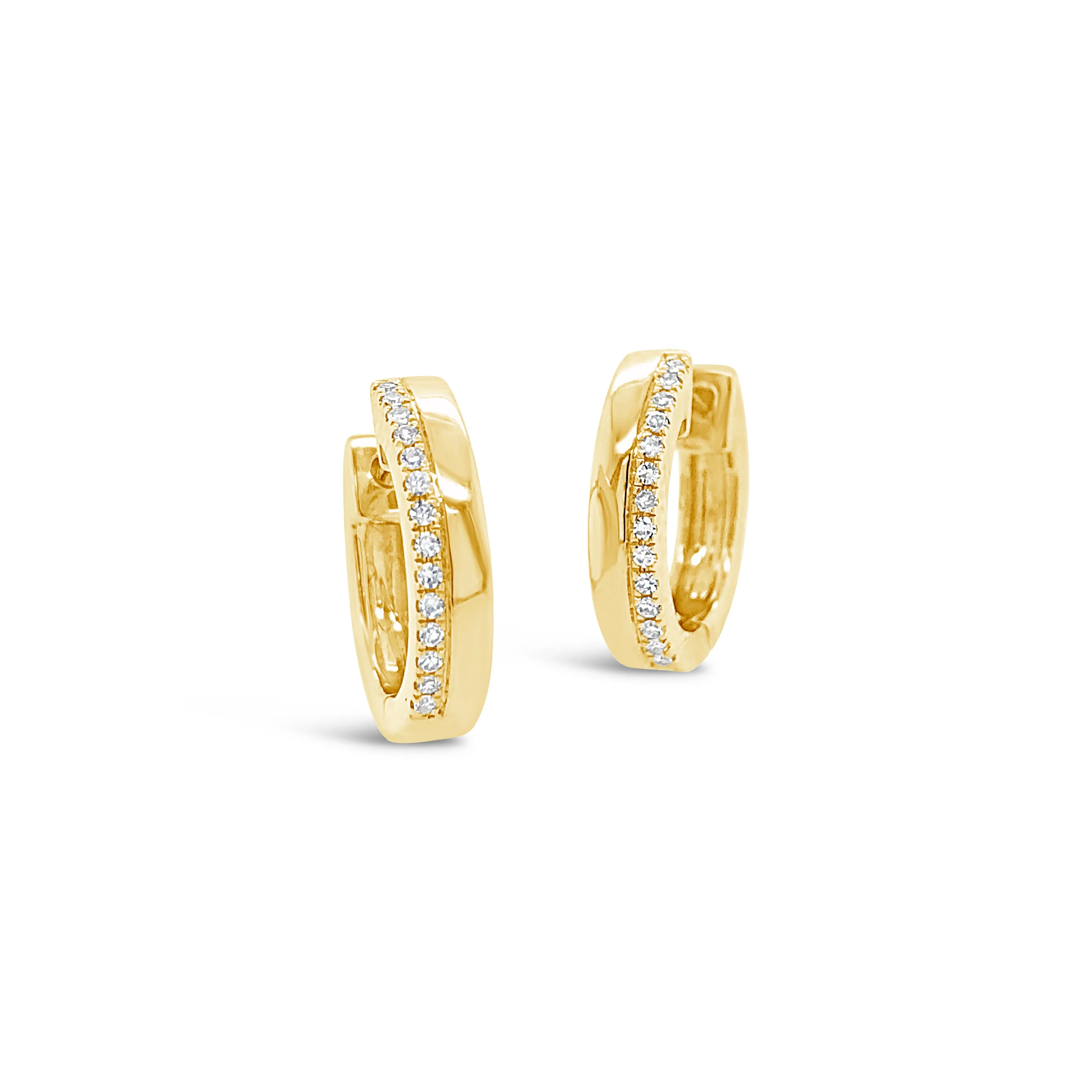 Half & Half Diamond & Gold Huggie Earrings