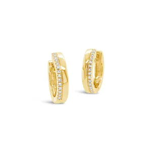 Half & Half Diamond & Gold Huggie Earrings