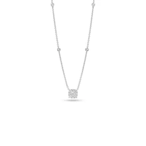 Halo Diamond Cushion Pendant with Bezel-Set Diamonds