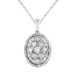Halo Oval Necklace with 1/2ct of Diamonds in 9ct White Gold