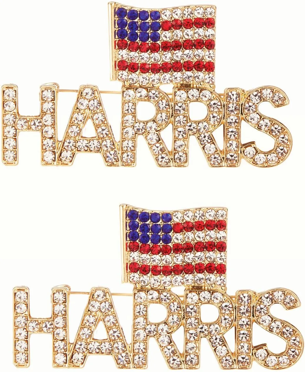 Harris Pin with USA Flag, Crystal Harris Lapel Brooch Memorabilia Gift for 2024 United States Presidential Election