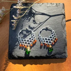 Honeycomb Cascade - Gemstone Hoop Earrings