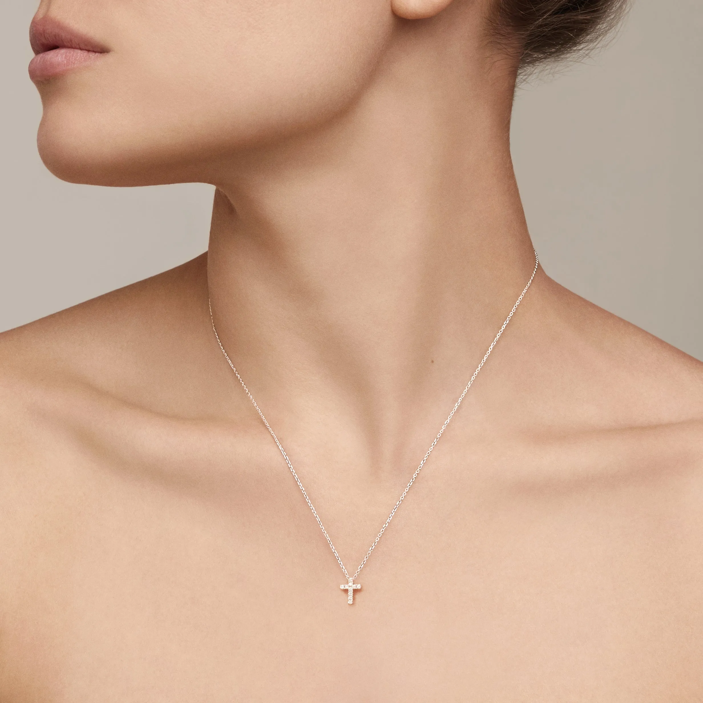 Icon Cross Pendant Necklace | Rose Gold