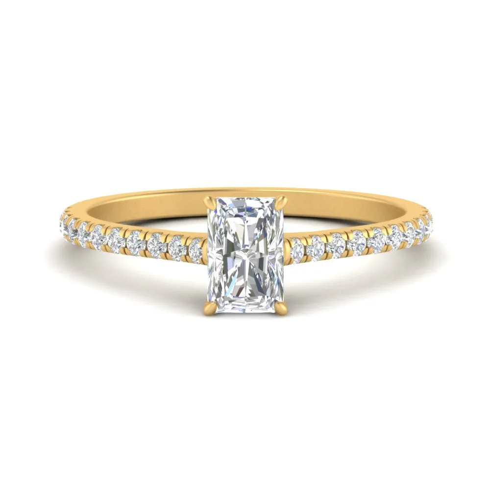 IGI Certified 1/2 - 5 Carat Lab Grown Diamond Petite Side Stone Engagement Ring 14K Gold