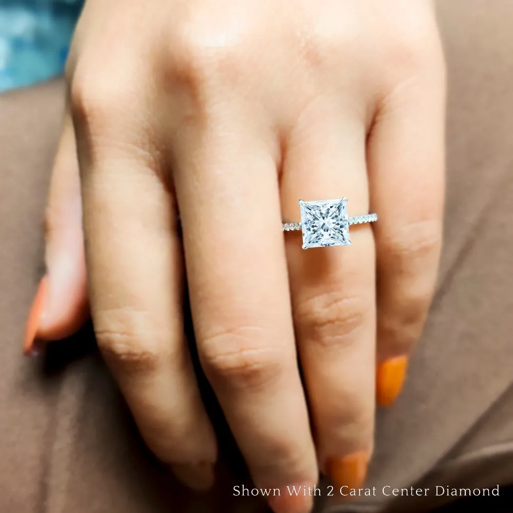 IGI Certified 1/2 - 5 Carat Lab Grown Diamond Petite Side Stone Engagement Ring 14K Gold