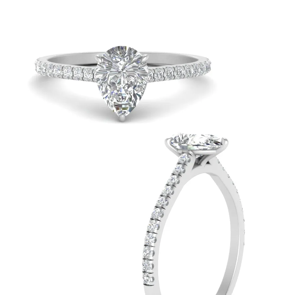 IGI Certified 1/2 - 5 Carat Lab Grown Diamond Petite Side Stone Engagement Ring 14K Gold