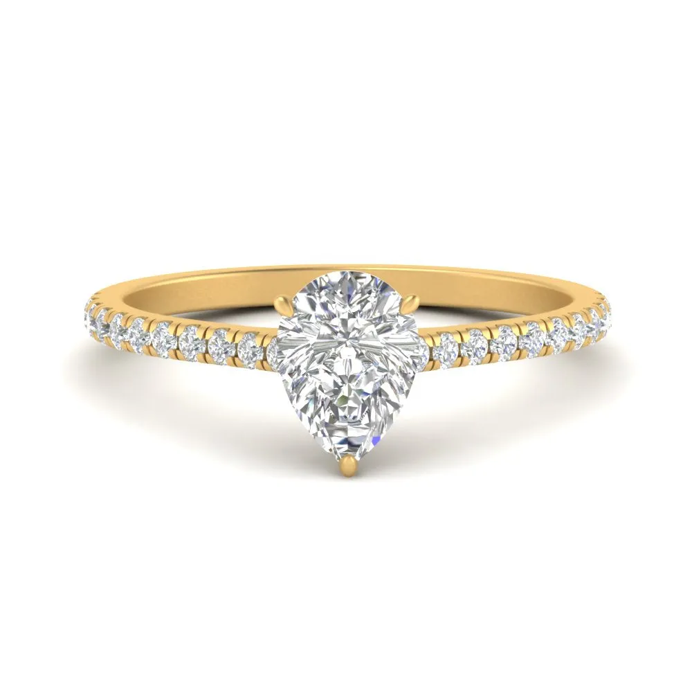 IGI Certified 1/2 - 5 Carat Lab Grown Diamond Petite Side Stone Engagement Ring 14K Gold