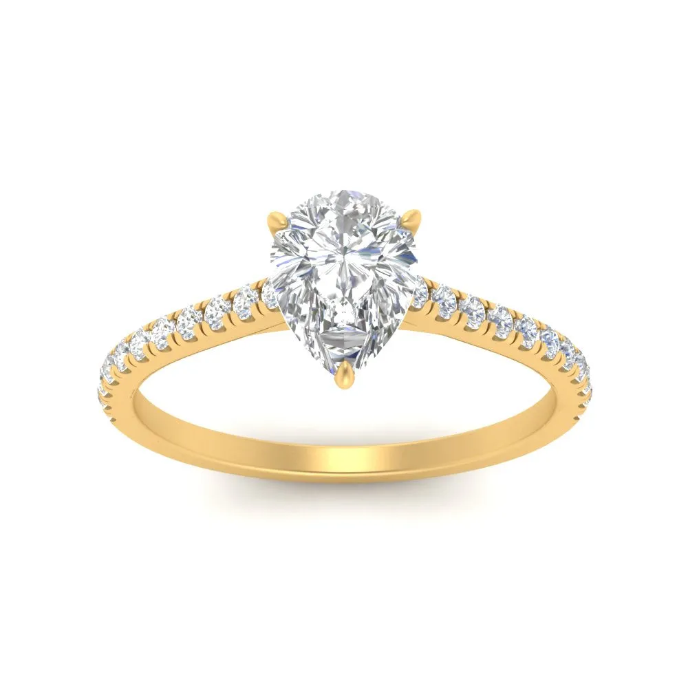 IGI Certified 1/2 - 5 Carat Lab Grown Diamond Petite Side Stone Engagement Ring 14K Gold