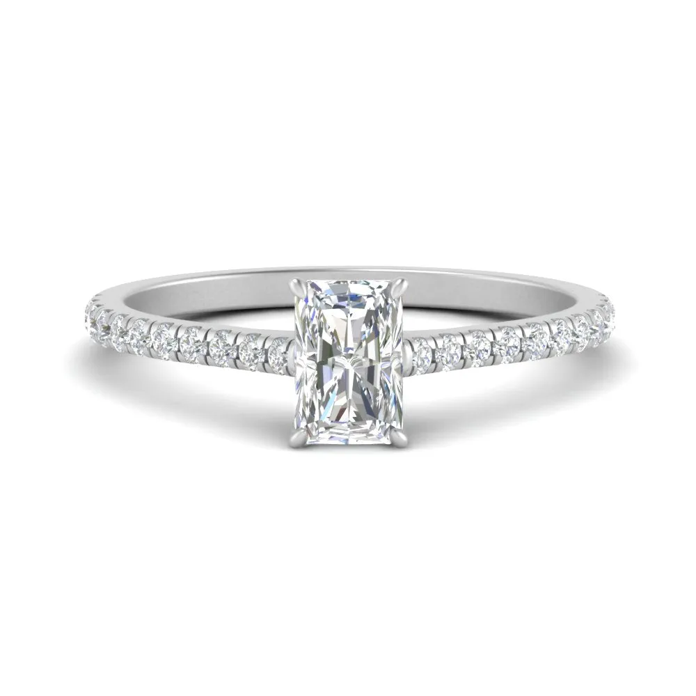 IGI Certified 1/2 - 5 Carat Lab Grown Diamond Petite Side Stone Engagement Ring 14K Gold
