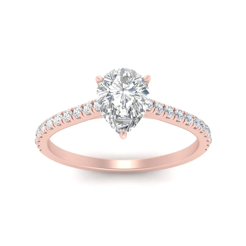 IGI Certified 1/2 - 5 Carat Lab Grown Diamond Petite Side Stone Engagement Ring 14K Gold