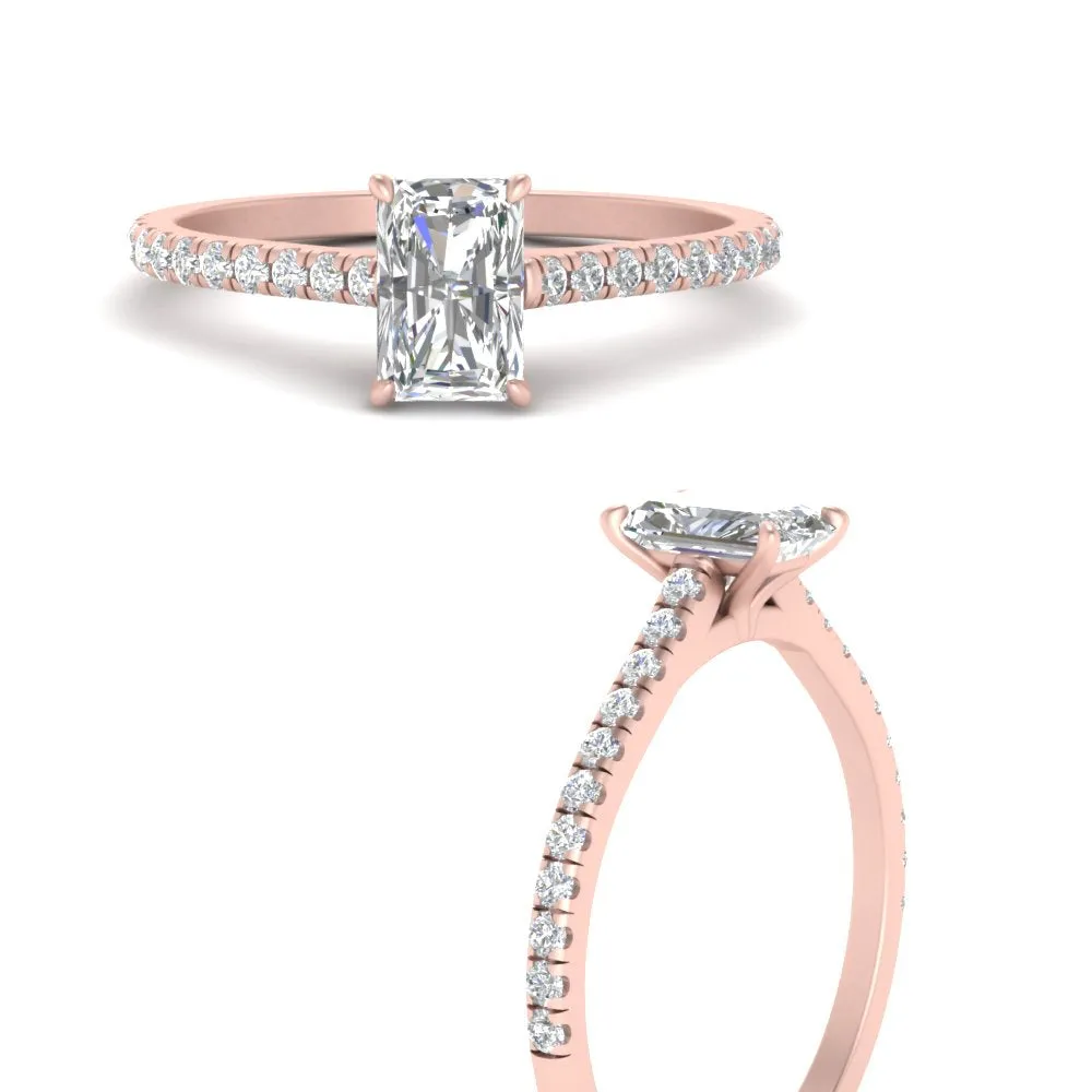 IGI Certified 1/2 - 5 Carat Lab Grown Diamond Petite Side Stone Engagement Ring 14K Gold