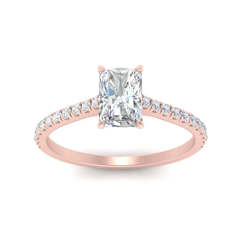 IGI Certified 1/2 - 5 Carat Lab Grown Diamond Petite Side Stone Engagement Ring 14K Gold