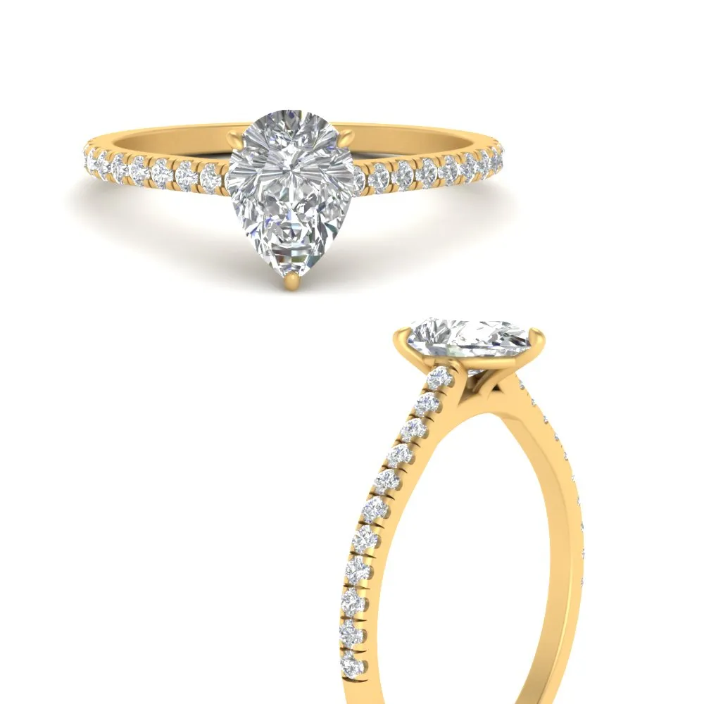 IGI Certified 1/2 - 5 Carat Lab Grown Diamond Petite Side Stone Engagement Ring 14K Gold