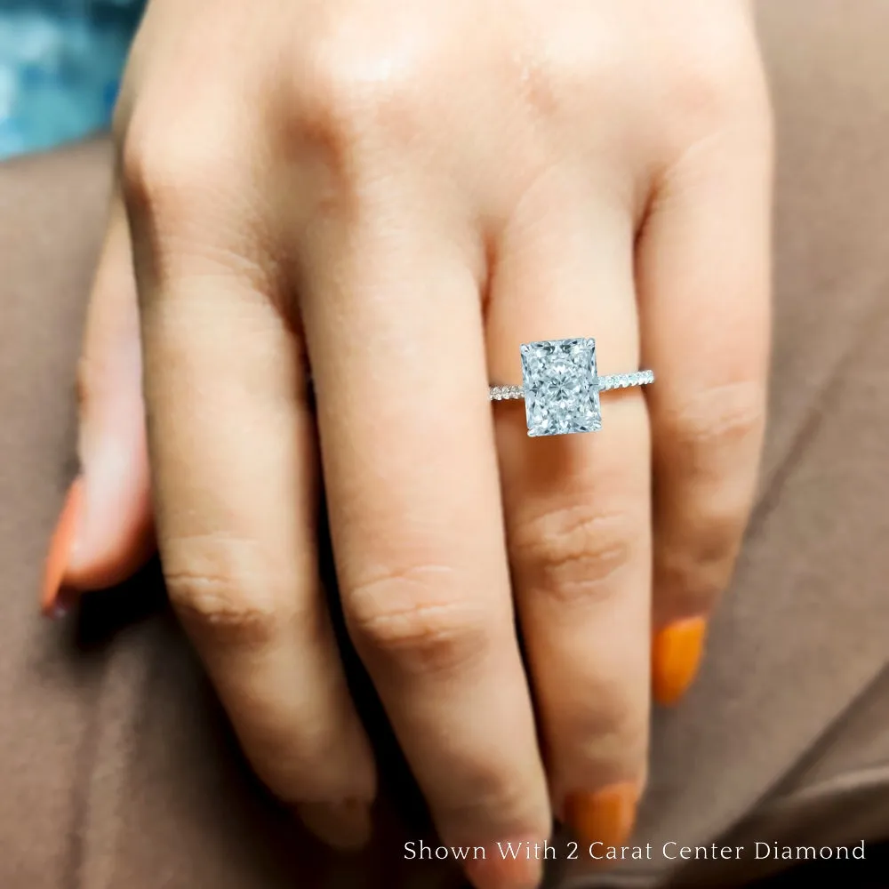 IGI Certified 1/2 - 5 Carat Lab Grown Diamond Petite Side Stone Engagement Ring 14K Gold
