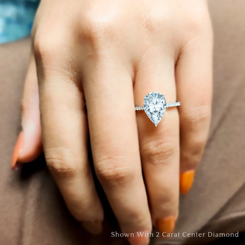 IGI Certified 1/2 - 5 Carat Lab Grown Diamond Petite Side Stone Engagement Ring 14K Gold