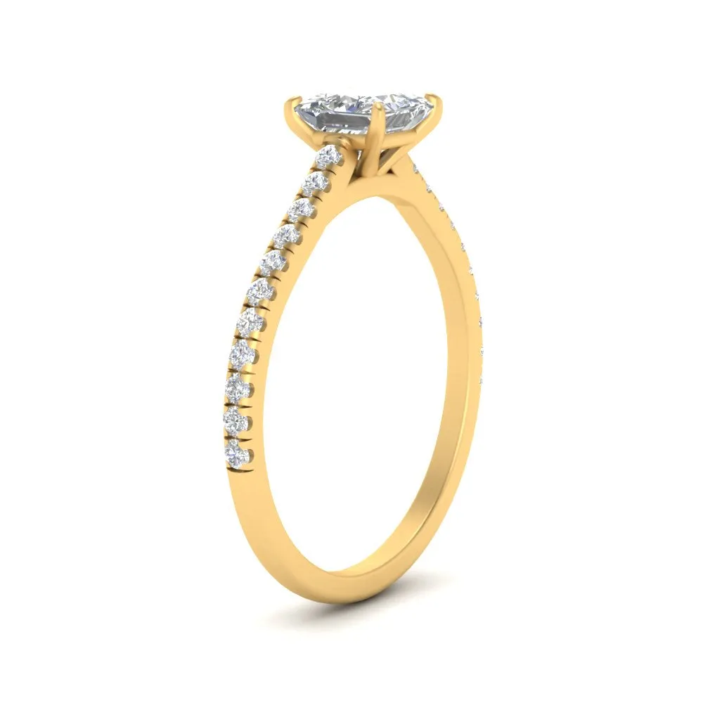 IGI Certified 1/2 - 5 Carat Lab Grown Diamond Petite Side Stone Engagement Ring 14K Gold