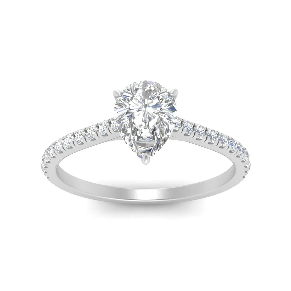 IGI Certified 1/2 - 5 Carat Lab Grown Diamond Petite Side Stone Engagement Ring 14K Gold