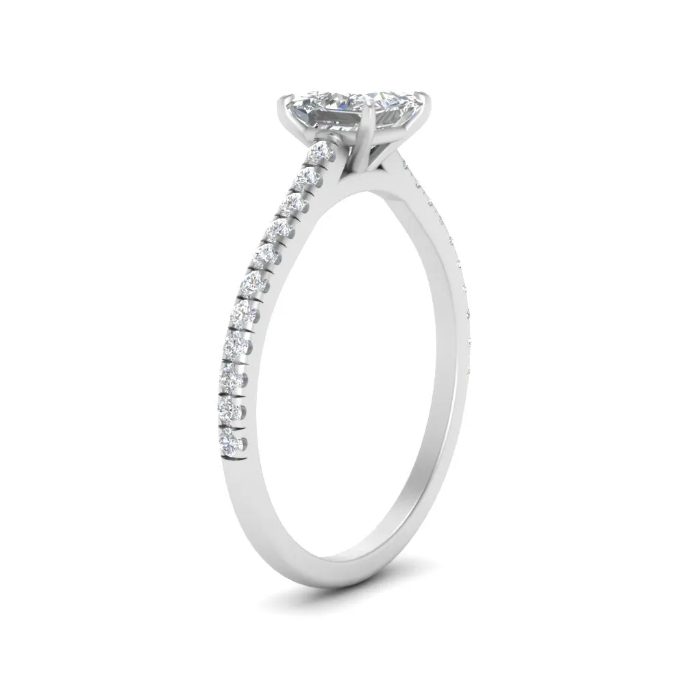 IGI Certified 1/2 - 5 Carat Lab Grown Diamond Petite Side Stone Engagement Ring 14K Gold