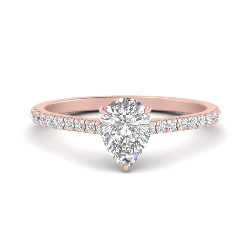 IGI Certified 1/2 - 5 Carat Lab Grown Diamond Petite Side Stone Engagement Ring 14K Gold