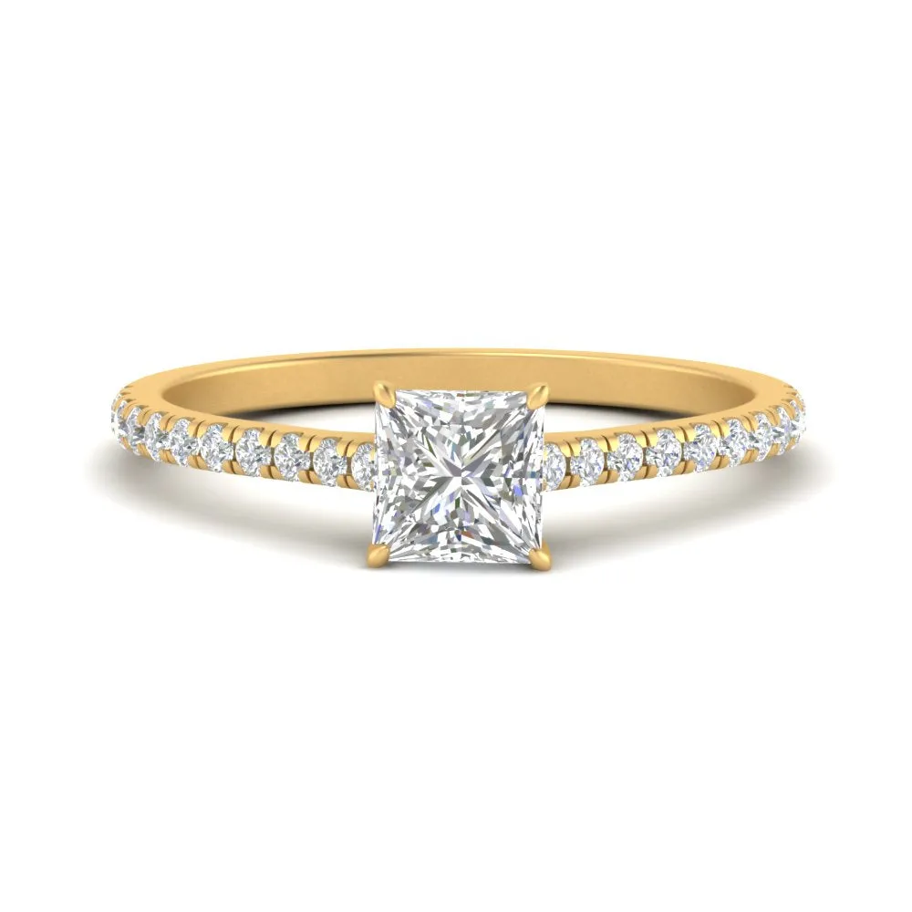 IGI Certified 1/2 - 5 Carat Lab Grown Diamond Petite Side Stone Engagement Ring 14K Gold