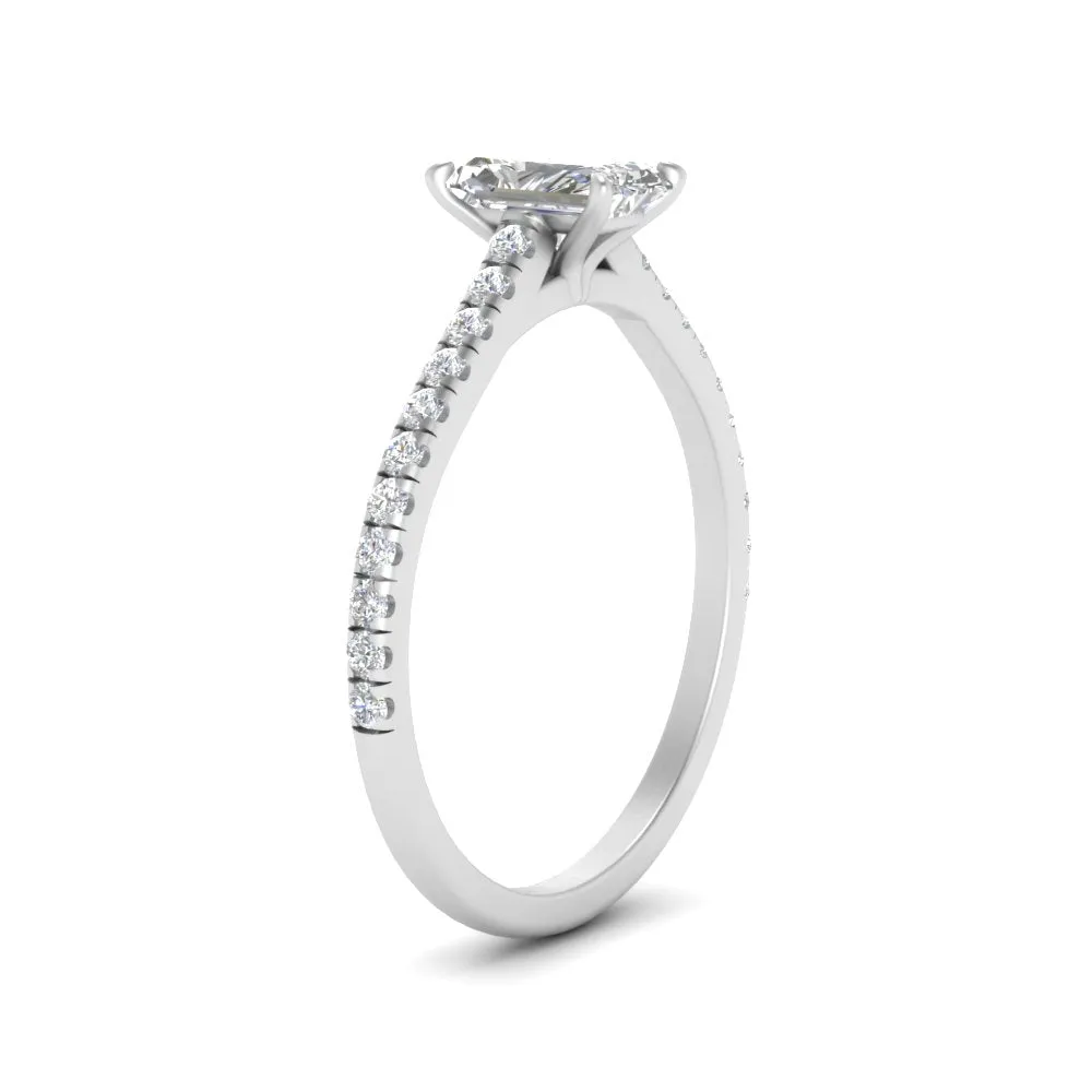 IGI Certified 1/2 - 5 Carat Lab Grown Diamond Petite Side Stone Engagement Ring 14K Gold