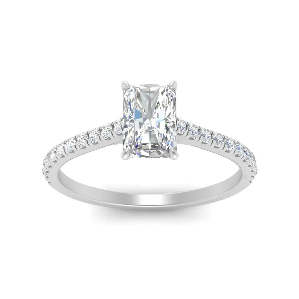 IGI Certified 1/2 - 5 Carat Lab Grown Diamond Petite Side Stone Engagement Ring 14K Gold