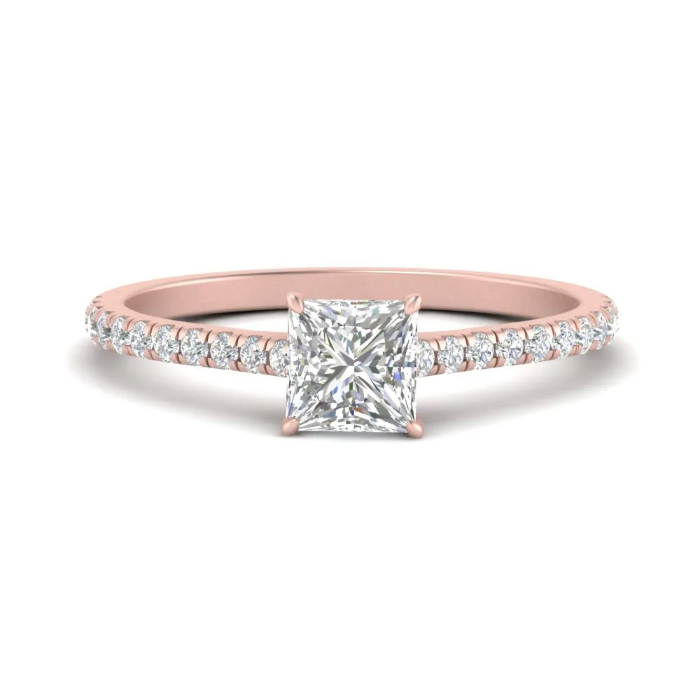 IGI Certified 1/2 - 5 Carat Lab Grown Diamond Petite Side Stone Engagement Ring 14K Gold