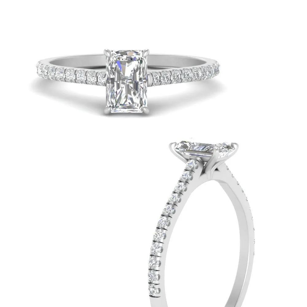 IGI Certified 1/2 - 5 Carat Lab Grown Diamond Petite Side Stone Engagement Ring 14K Gold
