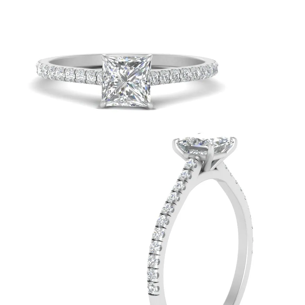 IGI Certified 1/2 - 5 Carat Lab Grown Diamond Petite Side Stone Engagement Ring 14K Gold