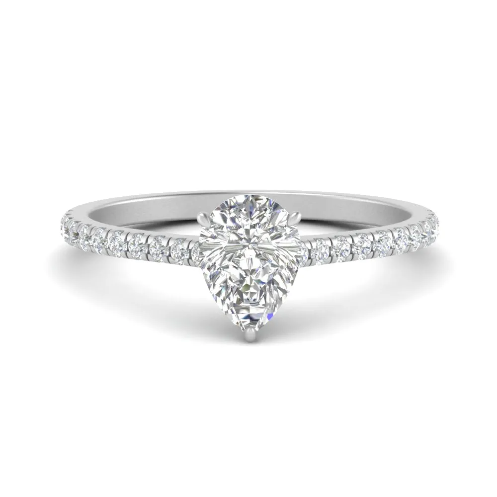 IGI Certified 1/2 - 5 Carat Lab Grown Diamond Petite Side Stone Engagement Ring 14K Gold