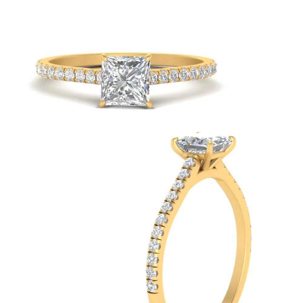 IGI Certified 1/2 - 5 Carat Lab Grown Diamond Petite Side Stone Engagement Ring 14K Gold