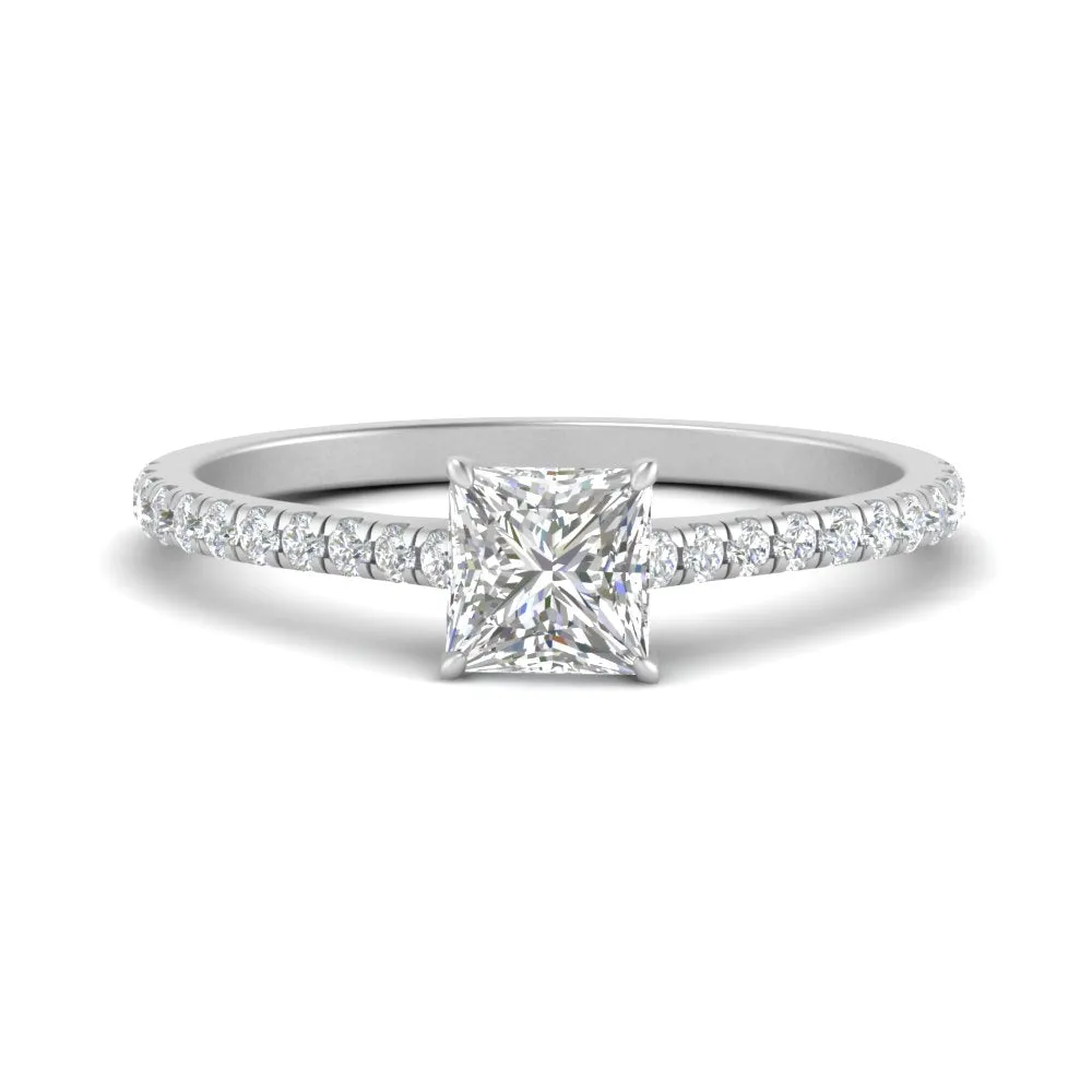 IGI Certified 1/2 - 5 Carat Lab Grown Diamond Petite Side Stone Engagement Ring 14K Gold