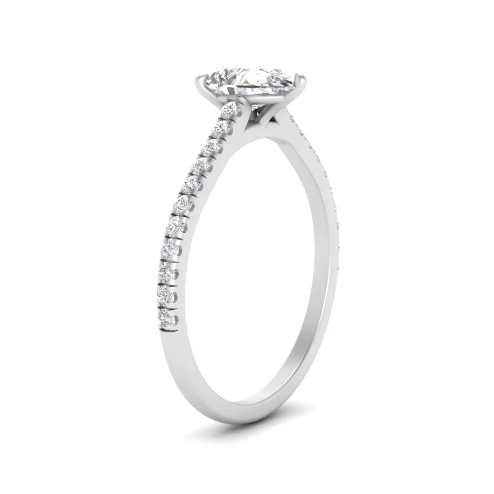 IGI Certified 1/2 - 5 Carat Lab Grown Diamond Petite Side Stone Engagement Ring 14K Gold