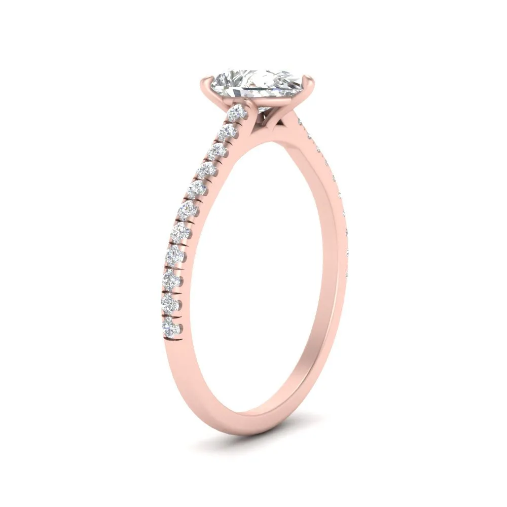 IGI Certified 1/2 - 5 Carat Lab Grown Diamond Petite Side Stone Engagement Ring 14K Gold