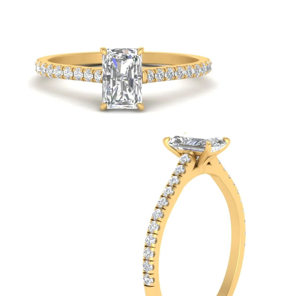 IGI Certified 1/2 - 5 Carat Lab Grown Diamond Petite Side Stone Engagement Ring 14K Gold