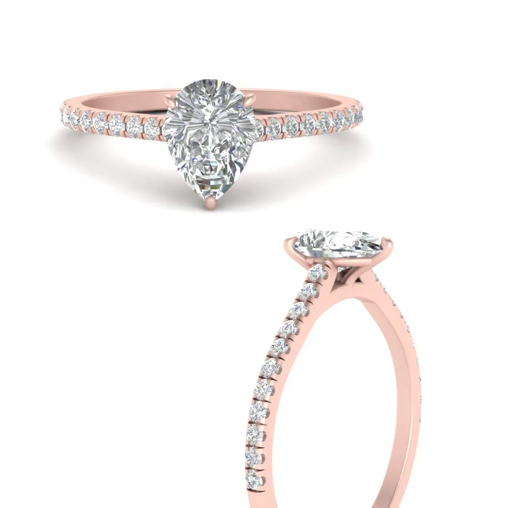 IGI Certified 1/2 - 5 Carat Lab Grown Diamond Petite Side Stone Engagement Ring 14K Gold