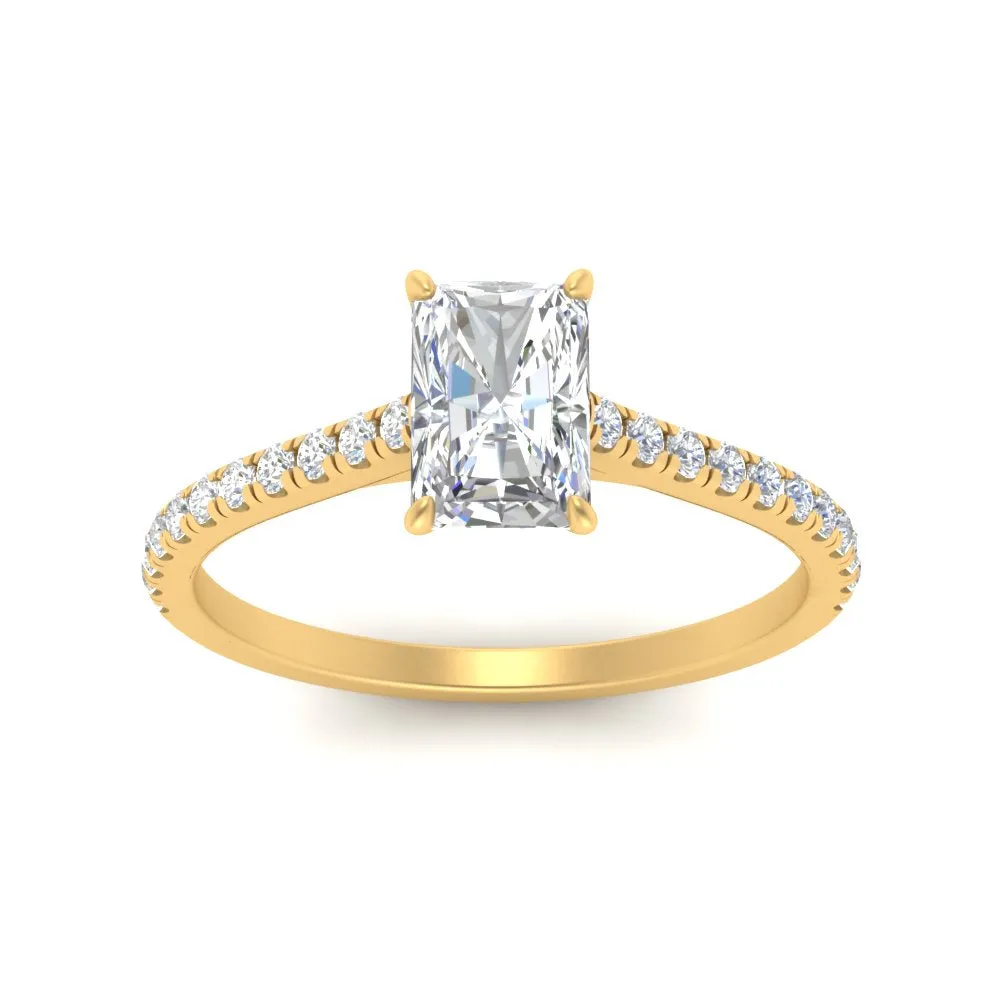 IGI Certified 1/2 - 5 Carat Lab Grown Diamond Petite Side Stone Engagement Ring 14K Gold