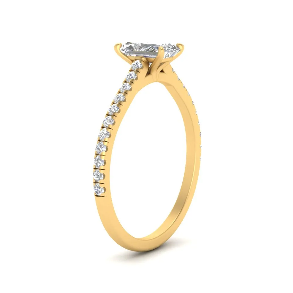 IGI Certified 1/2 - 5 Carat Lab Grown Diamond Petite Side Stone Engagement Ring 14K Gold
