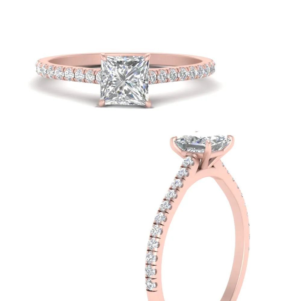 IGI Certified 1/2 - 5 Carat Lab Grown Diamond Petite Side Stone Engagement Ring 14K Gold