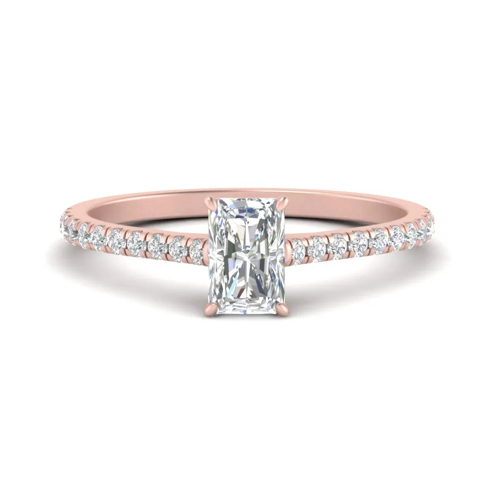 IGI Certified 1/2 - 5 Carat Lab Grown Diamond Petite Side Stone Engagement Ring 14K Gold