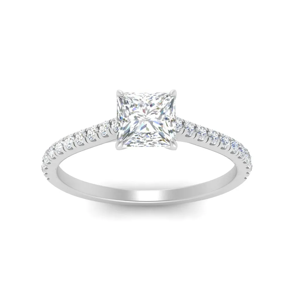 IGI Certified 1/2 - 5 Carat Lab Grown Diamond Petite Side Stone Engagement Ring 14K Gold