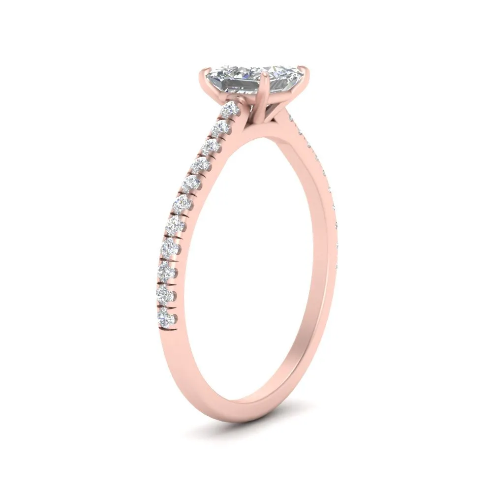IGI Certified 1/2 - 5 Carat Lab Grown Diamond Petite Side Stone Engagement Ring 14K Gold