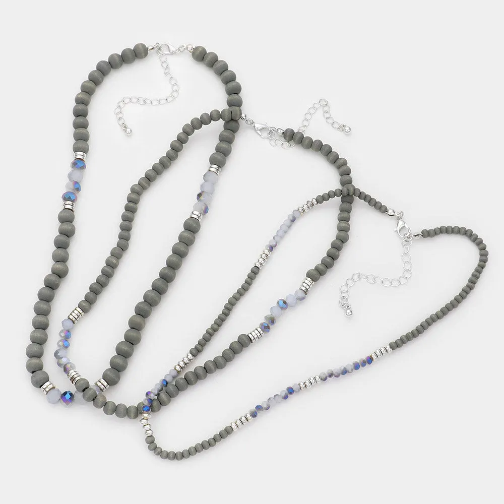 iLLASPARKZ 3PCS - Wood Faceted Beaded Necklaces