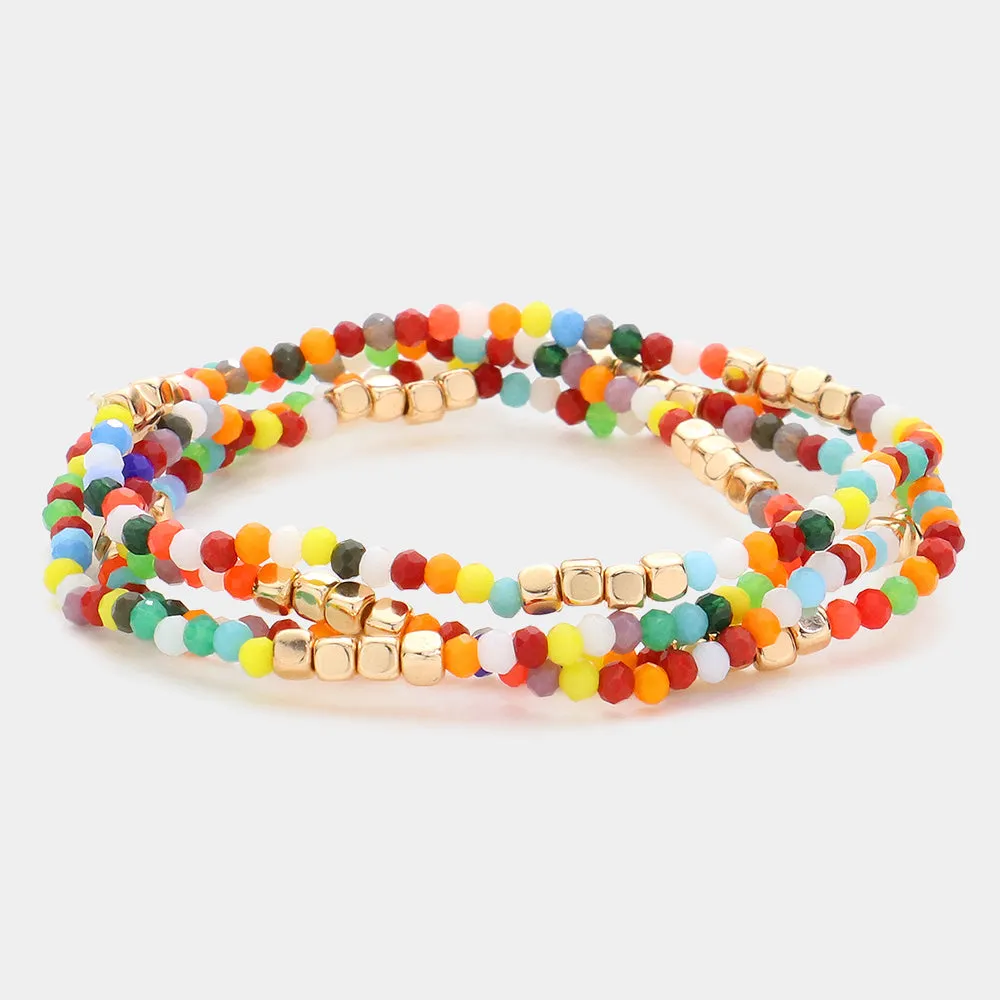 iLLASPARKZ 4PCS - Faceted Beaded Multi Layered Bracelets